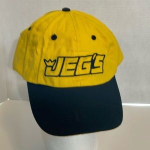 Jegs baseball hat cap Velcro strap yellow and black racing equipment
